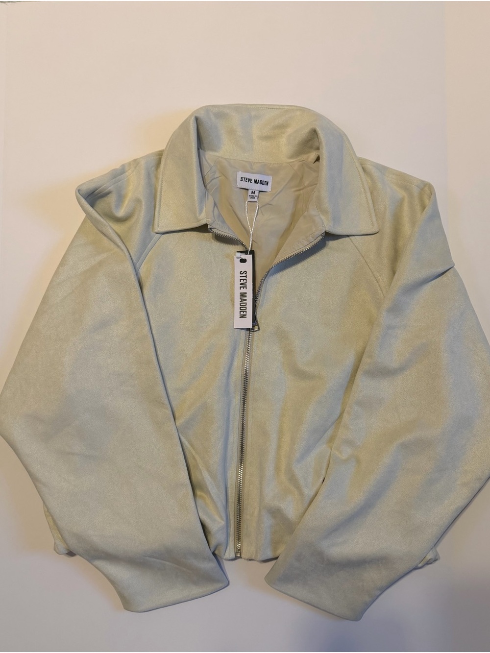 Steve Madden Pale Gray Bomber Jacket with Zip